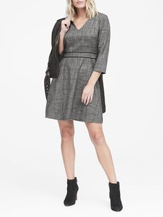 product A-line V-neck Dress For Fall Workwear, Fall Fit And Flare Mini Dress With V-neck, Fit And Flare V-neck Mini Dress For Fall, Work Dresses, Luxury Dresses, Luxury Dress, Banana Republic Dress, Plaid Dress, Womens Plaid