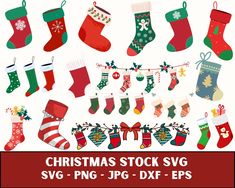 christmas stockings svg and stocking clipart bundle for commercial use - example image