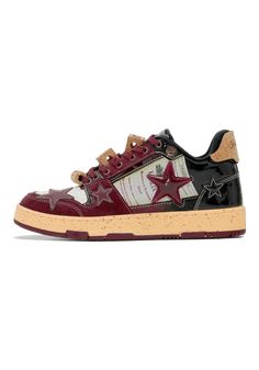 Retro Star Sneakers-Wine Limited - PSYLOS 1 Shoelace Accessories, Custom Shoes Design, Burgundy Shoe, Shoe Reference, Maroon Sneakers, Cork Accessories, Painted Canvas Shoes, Label Printing, Wine Bottle Label