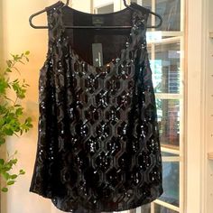 Nwt Worthington Black Chain Link Semi-Dressy Sequined Front Tank Soft Backside Womens Sz L Approximate Flat Laid Measures 19” Across Chest At Underarms, 26” Length Glamorous Black Tank Top For Evening, Glamorous Black Evening Tank Top, Black Sequin Tank Top For Evening, Glamorous Black Tank Top For Night Out, Black Tank Top For Night Out Party Season, Black Sequined Tank Top For Night Out, Elegant Tank Top For Party Season, Glamorous Black Tank Top For Party Season, Chic Black Tank Top For Party