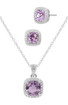 Complete any look with this matching pendant and stud earrings set framed by sparkling cubic zirconias. Set includes necklace and earrings Sterling silver/18k-gold plate/cubic zirconia Imported White Jewelry Sets With Sparkling Stones For Gift, Fine Jewelry Sets With Sparkling Stones As Gift, Fine Jewelry Sets With Sparkling Stones For Gifts, Diamond White Jewelry Set With Sparkling Stones For Gift, Diamond White Jewelry Sets With Prong Setting For Gift, Diamond White Jewelry Set With Prong Setting, Fine Jewelry Sets Of Cubic Zirconia As Gift, Cubic Zirconia Pendant Jewelry Sets For Gifts, Fine Jewelry Sets With Cubic Zirconia For Gifts