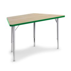 a rectangular table with green top and silver legs on an isolated white background for display