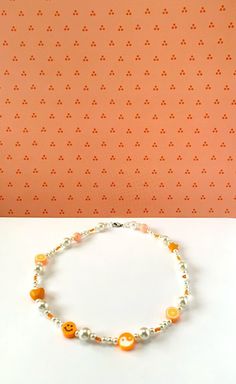 Trendy Y2K Vibes Pearl and Orange Mixed Beaded Necklace 90s | Etsy White Beaded Y2k Style Jewelry, Handmade White Y2k Style Jewelry, Cute Orange Jewelry With Colorful Beads, Retro Orange Necklace Gift, Orange Choker Necklace For Gift, Trendy Adjustable Orange Beaded Necklaces, Adjustable Orange Necklace For Summer, Trendy Adjustable Orange Beaded Necklace, Trendy Orange Beaded Necklaces As Gift