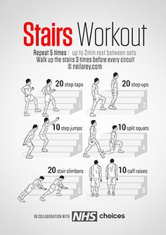 a poster showing how to do the stairs workout