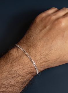 For the UBER MINIMALIST fella, we made this barely there, super lightweight 3mm cuban link chain bracelet. Love this style when paired with a colorful gemstone bead bracelet or with your silver watch. That said, we love it even more when it can have the spotlight and be the only jewelry you are wearing. Less is always more. Material: 925 Sterling Silver Bracelet Width: 3mm Clasp: Lobster Claw Available in 7, 8, 9 inches. If you need a custom or in-between size feel free to contact us to arrange Stainless Bracelet, Bracelet Love, Link Chain Bracelet, Gemstone Beaded Bracelets, Cuban Link Chain, Cord Bracelets, Cuban Link, Bead Bracelet, Men Necklace