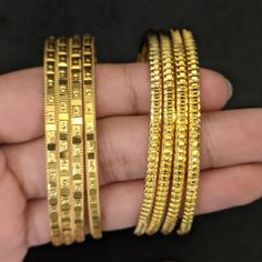 "Hand made Gold Plated Classic Gorgeous high-end Bangles, Contemporary set of 4 bangles. These bangles are perfect for any Traditional outfit and super accessory for weddings, engagements, functions, and parties. Ready to ship from FL USA Bangles Sizes to measure for you: 2.2 (2.12\" diameter inner circle) 2.4 ( 2.25\" diameter of the inner circle) 2.6 ( 2.37\" diameter of the inner circle) 2.8 (2.5\" diameter of the inner circle) 2.10 (2.60\"diameter of the inner circle) Care: We don't want you Gold Bangles Under 10 Gram, Gold Bangle Bridal Sets As Gift, Gold Bridal Bangle Set For Gift, Stackable Gold Bangle For Wedding, Gold Stackable Bangle For Festivals, Traditional Gold Stackable Bangle, Gold Stackable Bangle For Weddings, Festive Gold Stackable Bangle, Bangles Bridal