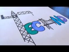 an image of a crane and the word abc's on top of paper with colored letters