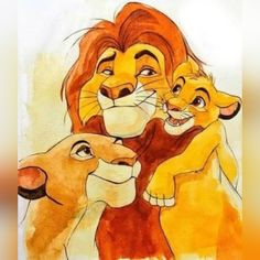 the lion king and his two cubs