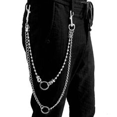 Meterial: metal color:SILVER height: 58cm Chains Pants Men, Male Punk Outfits, Mah Core, Edgy Silver Chain Belt, Silver Punk Chain Belt, Belt Chains, Goth Chain Belt, Gothic Metal Chain Belt, Alt Fits