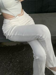 ⚡️Buy Lace-Up Ruched Cutout Casual Pants White L under $40.00 in Straight Leg Pants Online. Style: Casual/Street/Punk/Y2K/Sexy. Fabric Content: Polyester, Spandex. Fit Type: Slim fit. : These trousers are shaped to a slim straight-leg fit, with a ruched design, and feature a cutout waist with an adjustable tie fastens for a perfect fit.. ✓2022 SPRING DROPS✓Free Shipping on all orders over $59. Check reviews and order Lace-Up Ruched Cutout Casual Pants today. Trendy Ribbed High Stretch Bottoms, Trendy Fitted Ribbed Bottoms, Trendy High Stretch Bottoms For Loungewear, Trendy High Stretch Ribbed Bottoms, Tight Ribbed Elastane Bottoms, Casual High Stretch Ribbed Pants, Trendy Stretch Ribbed Pants, High Stretch Ribbed Pants For Spring, Spring Ribbed Elastane Bottoms