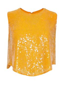 Current Boutique-Lapointe - Orange Sequin Long Cropped Curved Hem Top Sz 6 Curved Hem Top, Forest Management, Sequin Crop Top, Gold Heels, Hem Top, Jewel Neck, Bold Color, Cropped Top, Designer Outfits Woman