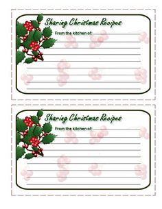 two christmas recipe cards with holly berries on them