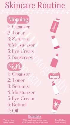 Skincare routine. Daily schedule. Morning and Night routine. Digital download immediately after purchase, with the watermark removed. 16:9 ratio (same size as Instagram story). Coquette Skincare Routine, Nighttime Skincare Routine Order, 9 Am Morning Routine, Best Night Routine, Morning Routine Skincare, Routine Matin, Morning Cleanser, Daily Routine Schedule, Haut Routine