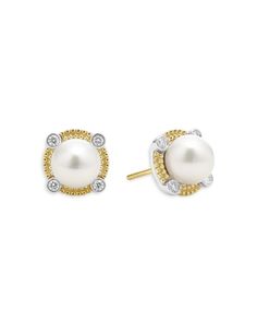 Lagos 18K Yellow Gold & Sterling Silver Luna Cultured Freshwater Pearl & Diamond Stud Earrings Diamond Stud Earrings, Pearl Diamond, Diamond Stud, Diamond Earrings Studs, Diamond Studs, Earrings Jewelry, Fresh Water, Freshwater Pearls, Jewelry Accessories