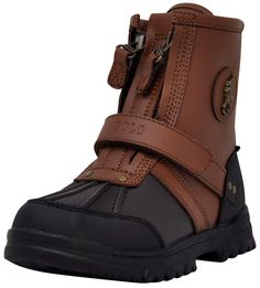 PRICES MAY VARY. Premium leather upper with synthetic toe and heel overlays for added durability Breathable textile lining for comfort Hook and loop strap fastener for a secure fit Dual zipper closure for easy on and off Durable rubber lug outsole for premium traction Polo Boots, Polo Ralph Lauren Shoes, Bear Leather, Gym Tote, Neoprene Tote, Shoe Tags, Ralph Lauren Kids, Travel Tote Bag, Ralph Lauren Boys