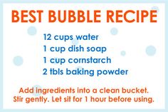 the instructions for making bubble recipe