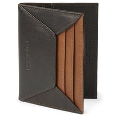 Loren Dark-Brown & Tan Leather RFID-Blocking Card Holder | In stock! | Lucleon Leather Wallet Design, Leather Card Holder Wallet, Square Rings, Leather Wallet Mens, Card Holder Wallet, Dark Brown Leather, Pierre Cardin, Card Holder Leather, Danish Design