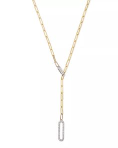 Bloomingdale's - Diamond Paperclip Lariat Necklace in 14K Yellow Gold, 0.30 ct. t.w. - 100% Exclusive Formal Lariat Jewelry With Single Cut Diamonds, Formal Cubic Zirconia Lariat Necklace With Adjustable Chain, Formal White Gold Lariat Necklace With 17 Jewels, Formal Lariat Jewelry With Paperclip Chain, Formal Fine Jewelry Lariat Necklace With Diamond Accents, Formal Lariat Necklace With Diamond Accents, Timeless Formal Lariat Necklace With Diamond Accents, Yellow Gold Diamond Lariat Necklace For Anniversary, Fine Jewelry Lariat Necklace In Yellow Gold