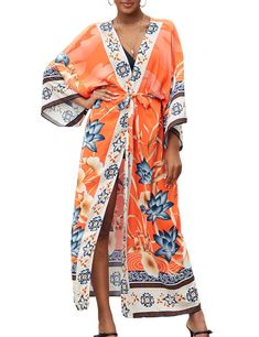 PRICES MAY VARY. SIZE: one size swimwear cover up, fits US Size S, M, L Full length: 50" Shoulder width: 29.6" Sleeve length: 10.24" QUALITY: Rayon.Made of light and breathable fabric, comfortable to wear FEATURES: open front beach kimono cardigans with beautiful print, bright red colors, offer enough coverage and still show off your figure MATCHING: the best match with bikini, bathing suit, sun hat, sunglasses for a vacation style, or wear a halter top and shorts in it for a casual look OCCASIO Spring Printed Kimono For Beach Cover-up, Flowy Printed Kimono For Beach Cover-up, Swimsuit Coverup Ideas, Tropical Beach Kimono Cover-up, Tropical Print Kimono For Beach Cover-up, Floral Print Kimono For Beach Cover-up, Long Sleeve Swimwear, Beach Kimono, Beach Attire