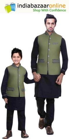 Black #Jacket #Style #Father and #Son #Combo #set for #Reception is #Cotton #Kurta and #Churidar. Having Cute Plain Set . This #Father and #son #Jacket style #kurta #pajama #Combo #Set is #Reception, #Wedding #wear.  #Nehrustylejacket #Madeonorder #Plussizedress #Menkurtapayjama #Churidarkurtapayjama #likefatherandlikeson #dadandsonkurta #Boyskurtapajama #USA #UK #Canada #Australia #indianfashion #Denmark #indiabazaaronline #Indianclothes Black Jacket Style, Father And Son Clothing, Custom Tailored Suits, Kids Dress Boys, Ethnic Dresses, Blouse Designs Catalogue, Slim Fit Suit Men, Indian Men, Boys Kurta