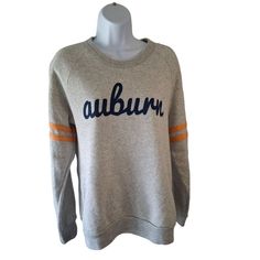 I just added a new item to eBay, Kickoff Auburn Crewneck Sweatshirt Womens Gray  Small Orange Stripes! #eBay #eBaySeller Gray Fall Sweater For College, Gray Crew Neck Top For Leisure, Varsity Tops For Fall, Varsity Tops With Ribbed Cuffs For Fall, Varsity Style Relaxed Fit Top For Fall, Collegiate Letter Print Tops For Fall, Collegiate Style Long Sleeve Spring Sweatshirt, Spring Crew Neck College Style Sweatshirt, Gray Long Sleeve College Sweatshirt