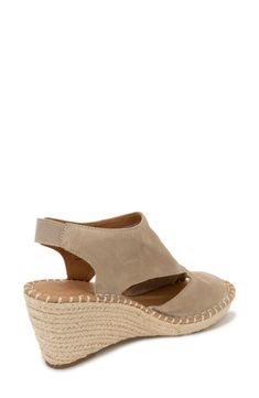 Elevate your warm weather looks with this espadrille-inspired wedge sandal with a supple suede upper above plush layers of PORON® and memory foam cushioning. 3" heel; 1" platform Memory foam cushioning Multilayered, PORON®-cushioned footbed with arch support Leather upper and lining/rubber sole Imported Comfortable Beige Closed Toe Wedge Sandals, Closed Toe Wedge Sandals With Arch Support For Vacation, Natural Wedge Sandals With Woven Sole And Round Toe, Beige Espadrilles With Cushioned Footbed And Wedge Heel, Beige Wedge Heel Espadrilles With Cushioned Footbed, Adjustable Closed Toe Espadrille Wedge Sandals, Adjustable Closed-toe Espadrille Wedge Sandals, Casual Wedge Sandals With Medium Width Open Heel, Casual Beige Wedge Sandals With Arch Support