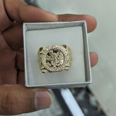 10kt Real Gold Ring For Men Size 10 Weight 10.61 Gm 18.5*18.5mm Top Round Part Square Part 20.2*19.5 Stones Are Cubic Zirconia Please Check The Picture Carefully To Understand The Size Of The Ring 100% Authentic Gold Not A Gold Filled Or Not A Gold Plated Never Change Color Or Never Fade Never Tarnish Comes In A Gift Box Gold Ring For Men, Authentic Gold, Ring For Men, Mens Accessories Jewelry, Never Change, Top Round, Real Gold, Gold Ring, Color Change