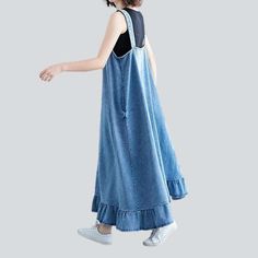 Step into the future with our 90s-inspired long denim dress with frills from the 2023 Spring-Summer Collection! Its light washed fabric and buttoned closure give this traditional piece a vogue edge. making it the perfect addition to any wardrobe.Why You'll Fall In LoveThis dress is a unique blend of old and new. with its signature 20th-century look and contemporary accents. From the playful frills to the light washed fabric. every detail of this dress promises to give you a timelessly chic look. Long Denim Dress, Womens Denim Dress, Long Light, Dress With Ruffles, Timeless Dress, Denim Color, Long Jeans, Current Styles, Into The Future