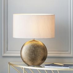 Modern Ceramic Table Lamp – Bronze Hammered Finish & Neutral Shade - Decor interiors Bronze Table Lamp, Bronze Table, Tall Table, Table Lamp Base, Living Room Side Table, Table Lamps For Bedroom, Ceramic Table Lamp, Modern Ceramics, Ceramic Table Lamps