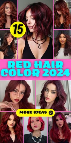 Red Hot Trends: Embracing the Bold and Beautiful Red Hair Colors of 2024 Trending Red Hair, Red Hair Color Trends, Short Wavy Bobs, Beautiful Red Hair Color, Ruby Red Hair, Bobs With Bangs, Red Hair With Bangs, Burgundy Shades, Red Hair Trends