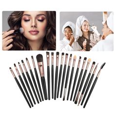 Item Function: 1. The makeup brush set has every brush you need to create beautiful looks from natural to nice intensified coverage. 2. Durable handles with quality materials promise that the brush set won't be easy to get broken, offering a sense of luxury. 3. The brushes have a LUXURIOUSLY SILKY SOFT feel, while also being soft. Smoother and silkier to pick up powder easily, no shedding, rendering uniform, applying makeup a luxurious experience. 4. Please Note: Please allow 1-3mm measuring dev Blusher Brush, Travel Makeup Brushes, Makeup Samples, Lip Cosmetics, Hot Makeup, Makeup Brush Set Professional, Makeup Brushes Set, Applying Makeup, New Cosmetics