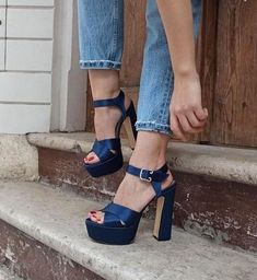 Heel height 13 cm. A shoe that will be both stylish and comfortable on this big day. You will feel comfortable with the platform heel. Bride Shoe, Blue Platform Shoes, Wedding Platform, Shoe Platform, Bridal Shoe, Navy Blue Shoes, Platform Shoe, Satin Heels, Womens Wedding Shoes