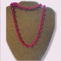 Euc Hot Pink Metal Chain Link Necklace Nwot Aero Brand Pink Chain Link Necklace For Gift, Pink Chunky Chain Necklace As Gift, Handmade Pink Chain Necklace, Pink Chunky Chain Necklace, Metal Chain Necklace, Long Hots, Metal Chain Link, Chain Link Necklace, Link Necklace