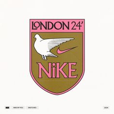 the nike logo is shown in pink and gold