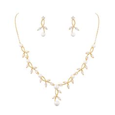 PRICES MAY VARY. The bridal wedding jewelry sets show the dream and beauty for women, with delicate design and sturdy construction, which can make you more charming in the crowd Necklace Length: about 43cm (16.9") + 5cm (2") extra extension chain. Earring Size: about 0.55" by 1.1" Marquise teardrop CZ flower leaf pearl floral vine filigree necklace earrings jewelry set for bridal wedding, sparkly and elegant You can wear the bridal wedding jewelry set for your big day, or other party. Great gift Wedding Jewelry Boho, White Cubic Zirconia Dangle Jewelry Set, Wedding Jewelry Gold, Bridal Jewelry Pearl Sets, Pearl Jewelry Set, Wedding Jewelry For Bride, Chain Earring, Wedding Jewelry Set, Pearl Bridal Jewelry