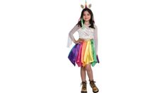 Watch your child transform into a mystical unicorn from a magical land! This costume features a dress with glittered sheer bell sleeves and a rainbow skirt. Their transformation is complete when they don the headband with a rainbow horn and unicorn ears. Kids' Mystical Unicorn Costume product details: Dress Headband Polyester exclusive of decoration Does not include shoes Review the size chart for sizing information Care Instructions: Remove accessories before washing Hand wash cold with like colors Line dry Do not bleach or iron. | Kids' Mystical Unicorn Costume (M) | Party City Mystical Unicorn, Unicorn Ears, Rainbow Skirt, Magical Land, Unicorn Costume, Party City, Color Lines, A Rainbow, Kids Costumes