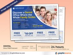 a flyer for dental office where the whole family smiles