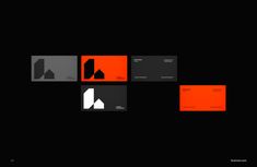 an orange and black background with different shapes