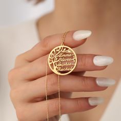 Celebrate your family and loved ones with our 14K Gold Plated Tree of Life Name Necklace, crafted in premium sterling silver. This stunning necklace features a beautifully intricate Tree of Life design symbolizing strength, growth, and connection. Each branch can be personalized with your chosen name, making it a truly unique piece that holds sentimental value. Whether you're looking for a thoughtful Mother's Day gift, a custom birthday present, or a special piece to commemorate family bonds, th How To Clean Silver, Cleaning Silver Jewelry, Family Necklace, Anniversary Jewelry, Jewelry Christmas, Stunning Necklace, Keep Jewelry, Jewelry Pouch, Necklace Gift