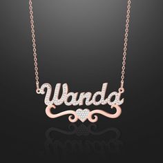 Personalize your own necklace with your name, or surprise them with the perfect personalized gift. Ice Heart, Name Necklace Silver, Dainty Initial Necklace, Nameplate Necklace, Photo Necklace, Special Words, Personalized Pendant, Engraved Necklace, Rose Gold Necklace