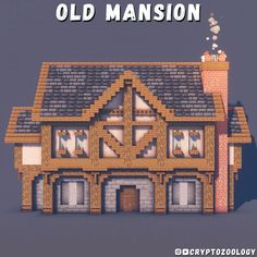 an old mansion is shown in this low poly model with text overlaying the image