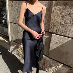 Size Chart Gown Casual, Blue Slip Dress, Cami Midi Dress, Long Midi, Slip Dresses, Night Dress For Women, Camisole Dress, Silk Slip Dress, Satin Gown