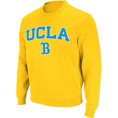 The Men's Colosseum Gold UCLA Bruins Arch & Logo Crew Neck Sweatshirt is the perfect way to show your unwavering support for the UCLA Bruins. Crafted from a comfortable cotton and polyester blend, this midweight sweatshirt is suitable for moderate temperatures. Embroidered graphics and tackle twill applique proudly display the Bruins' iconic arch and logo, leaving no doubt about your allegiance. Whether you're cheering from the stands or simply showing your Bruins pride, this sweatshirt is a must-have for any true fan. Arch Logo, Ucla Bruins, Long Sleeve Pullover, Pullover Sweatshirt, Put On, Arch, Crew Neck Sweatshirt, Comfort Fit, Nordstrom