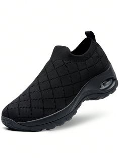 Todo negro  Collar   Geométrico  Embellished Non-slip Mesh Walking Shoes, Comfortable High-top Black Walking Shoes, Comfortable Black Walking Shoes With Arch Support, Comfortable Black High-top Walking Shoes, Comfortable Non-slip Walking Shoes, Comfortable Slip-resistant Black Walking Shoes, Comfortable Non-slip Mesh Walking Shoes, Non-slip Slip-on Sneakers For Walking, Comfortable Non-slip Slip-on Sneakers For Walking