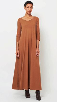 Bringing back the spicy drama with the cult favorite, now back in stock. Crafted in our signature solid jersey fabric, this easy dress is a must-have for any wardrobe. Flowy Modest Maxi Dress For Fall, Modest Flowy Maxi Dress For Fall, Flowy Long Maxi Dress For Fall, Modest Long Sleeve Dress For Fall, Brown Relaxed Fit Dress For Fall, Solid Color Full-length Fall Dresses, Stretch A-line Maxi Dress, Casual Full Length Dress In Solid Color, Casual Solid Color Full-length Dress