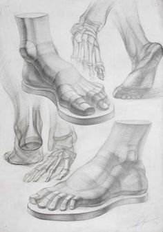 three different views of feet and ankles