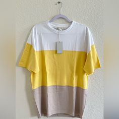 Pastel Colored Oversized T-Shirt From Cos. Excellent, Smooth And Soft Fabric. Brand New With Tags Intact. Trendy Color Block T-shirt With Relaxed Fit, Trendy Yellow Color Block Tops, Oversized Color Block Crew Neck T-shirt, Yellow Relaxed Fit T-shirt For Spring, Yellow Color Block T-shirt For Spring, Yellow Cotton Color Block Tops, Spring Yellow Color Block T-shirt, Oversized Yellow T-shirt For Spring, Casual Yellow Color Block Top