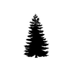 a black and white silhouette of a pine tree