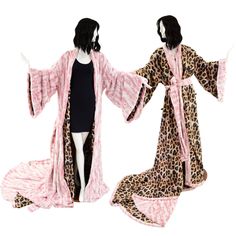 "This item is made to order, please read all the way through the listing before purchasing! This is by far the most luxe, lavish and queenly item we have ever created. Its heavy. Its LONG. Its only for the most EXTRA Diva. If this is you, please read on. This robe is made of rosewater minky faux fur. It is super long, with a 2 foot train that drags behind. The sleeves are long and drapey, with a gentle bell shape. It also features a robe style tie in Minky faux fur. What could be better? It is e Fur Edged Robe, Mesh Robe With Fur, Pink Floral Print Robe For Home, Linen Dressing Gown, Full Length Leopard Robe With Hood, Robe With Hood, Bride Dressing Gown, Pink Fluffy Bathrobe, Bridal Robe Lace