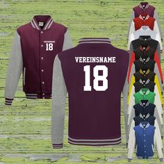 **College Jacket Varsity Jacket with custom print** Here we offer you a college jacket with your desired print. The jacket is ideal for individual messages, desired names, numbers...for clubs, for the family, for birthdays, for school, for club sports, dance clubs, Football clubs, carnival clubs, tennis, handball, darts, skateboarding, bowling, Fishing, work clothes, universities, colleges, gardening, school sports, football, workshops.... the right thing for big and small, for grandma and grand Football Jacket Outfit Women, Football Jacket Outfit, Club Name, College Jacket, Dance Clubs, Jacket Varsity, Jacket Outfit Women, College Jackets, Football Jackets